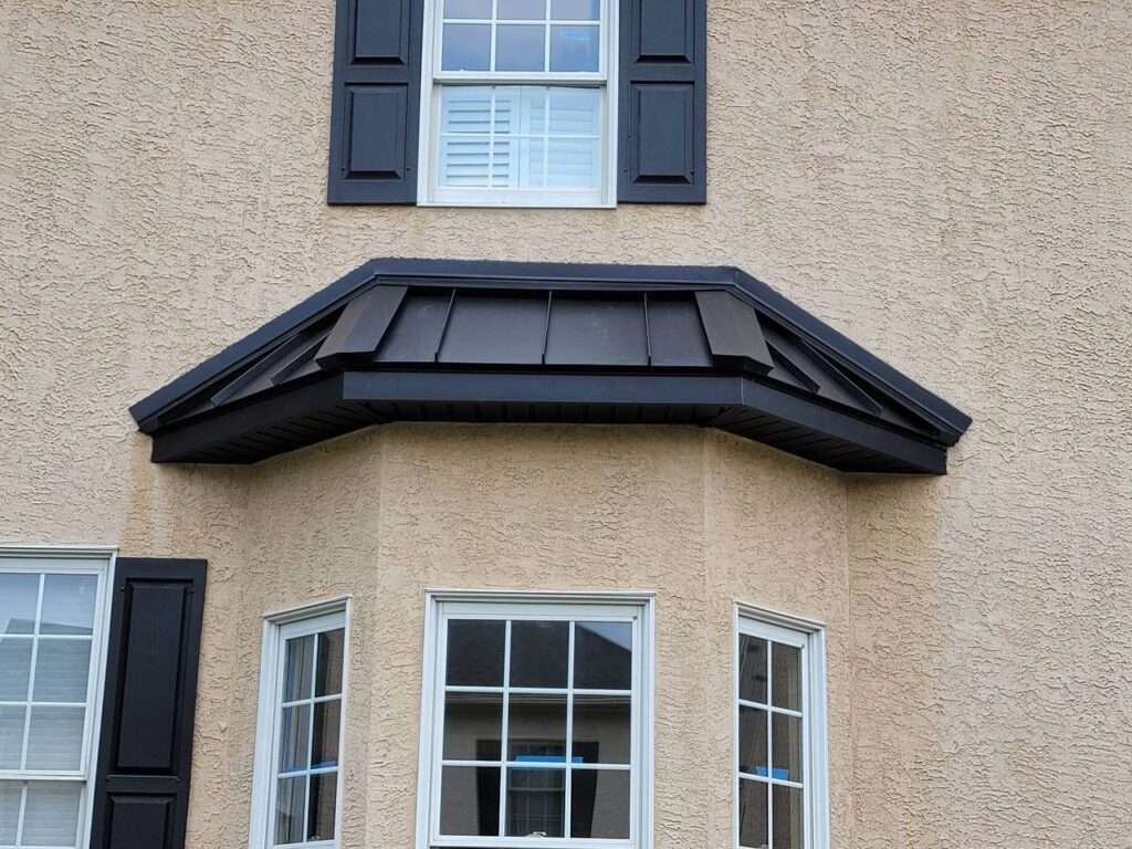 View of the roof after installing metal roofing