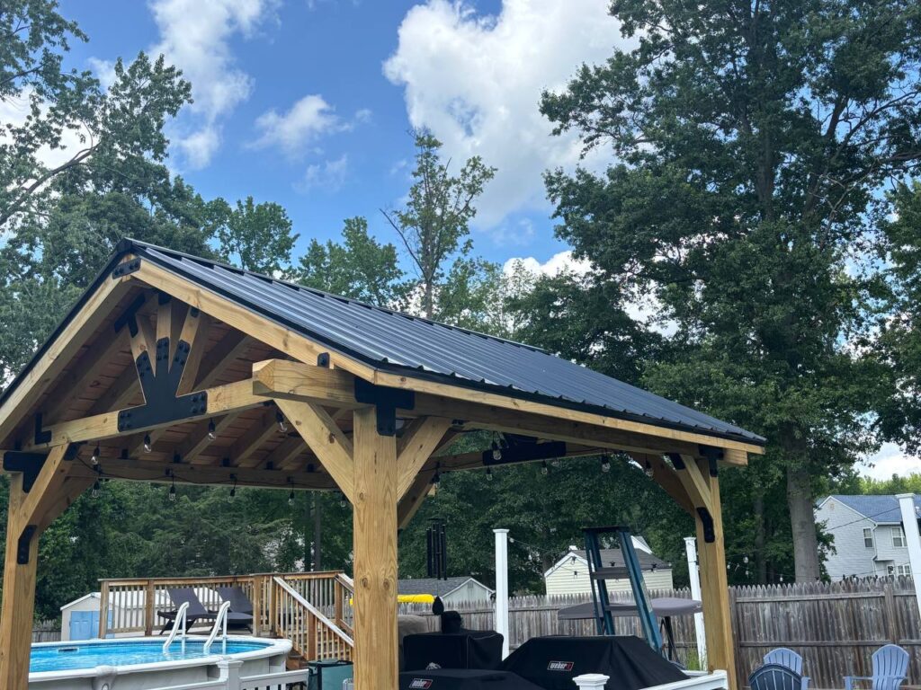 metal roof on an open gazebo