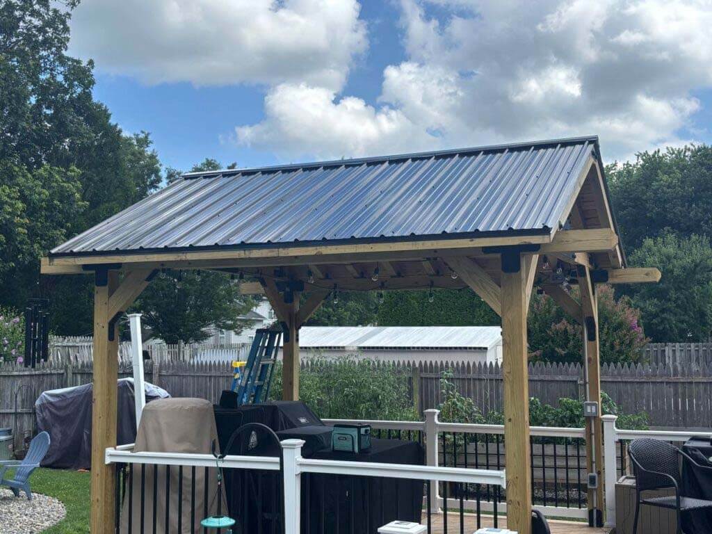 metal roof system on an open gazebo