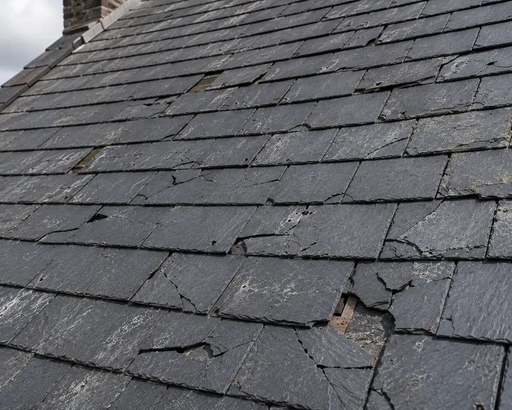 Cracked Slate Roof Tiles
