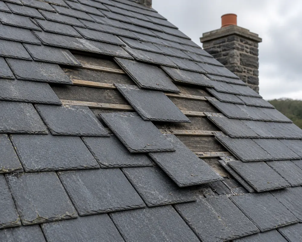 Loose Slate Roof Sections