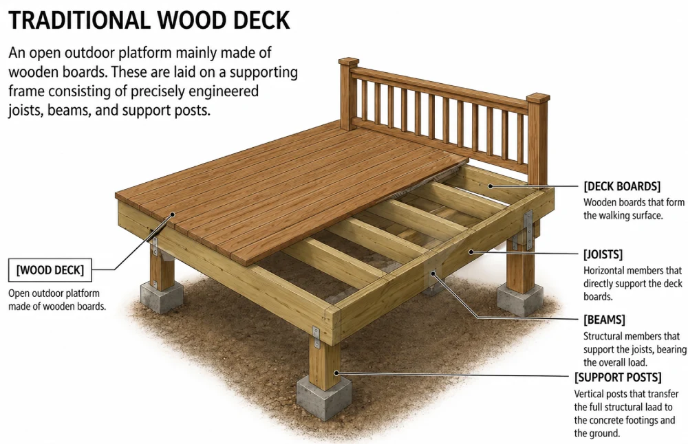 Wooden deck structure diagram