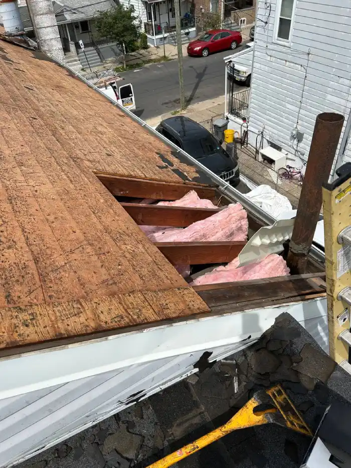Damaged roof deck