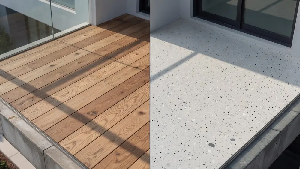 Comparison of traditional wood decking and waterproof deck systems