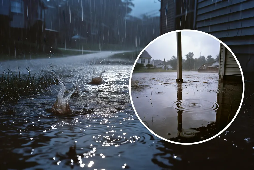 Rainy weather damaging a deck surface