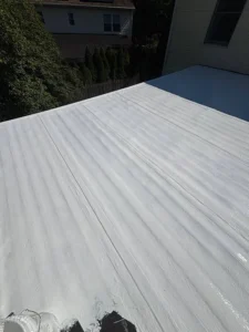 Finished silicone coated roof