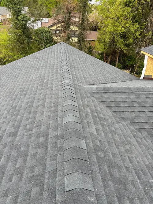 Installed roof tiles with waterproofing