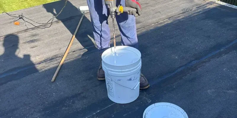 Silicone coating on flat roof