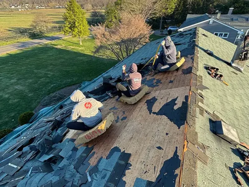 Dismantling of a tile roof